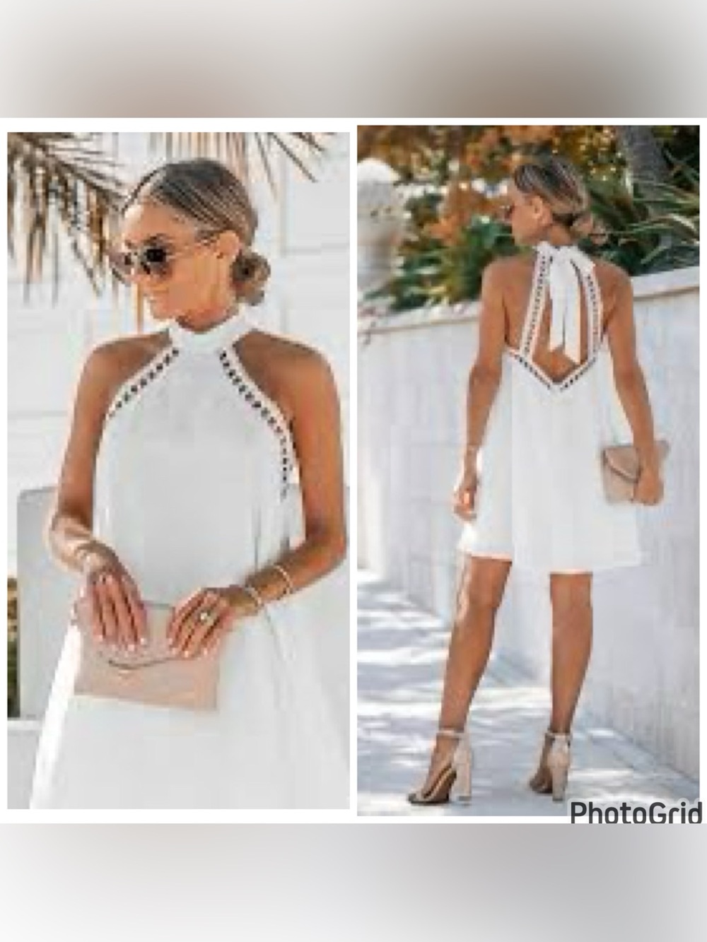 Lulu's White Halter Tie-Back Mini Dress XS NWOT